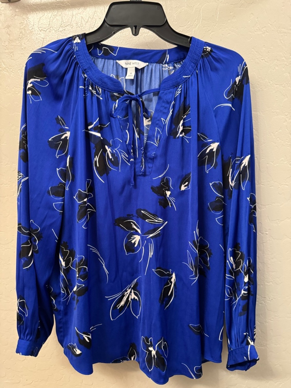 Royal Blue Floral Tie-Front Blouse